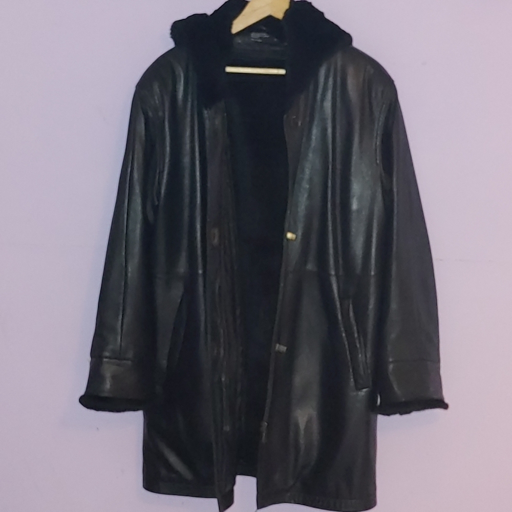 PLUSH Leather COAT w/removable liner